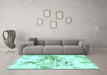 Machine Washable Abstract Turquoise Modern Area Rugs in a Living Room,, wshabs788turq