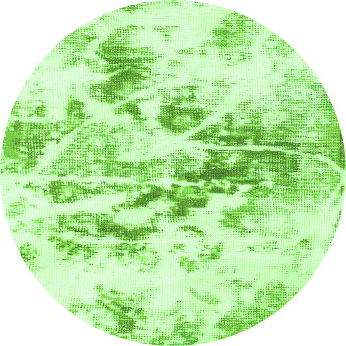 Round Abstract Green Modern Rug, abs788grn