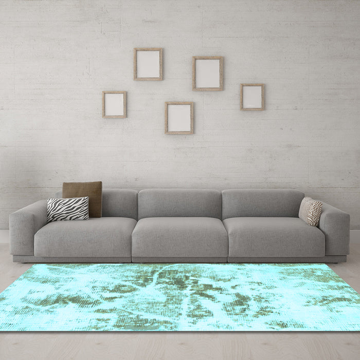 Machine Washable Abstract Light Blue Modern Rug in a Living Room, wshabs788lblu