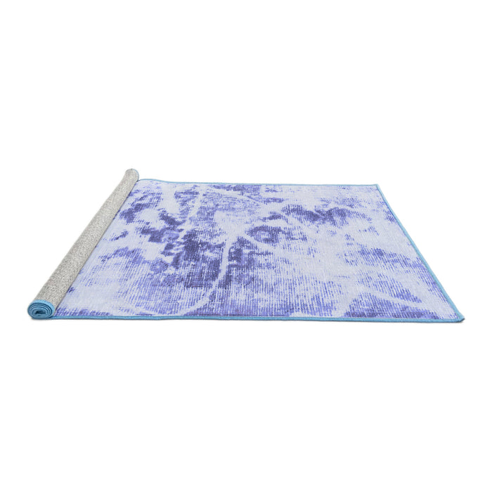 Sideview of Machine Washable Abstract Blue Modern Rug, wshabs788blu