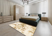 Abstract Brown Sand Brown Modern Rug in a Bedroom, abs788