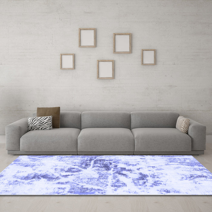Machine Washable Abstract Blue Modern Rug in a Living Room, wshabs788blu