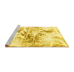 Sideview of Machine Washable Abstract Yellow Modern Rug, wshabs788yw