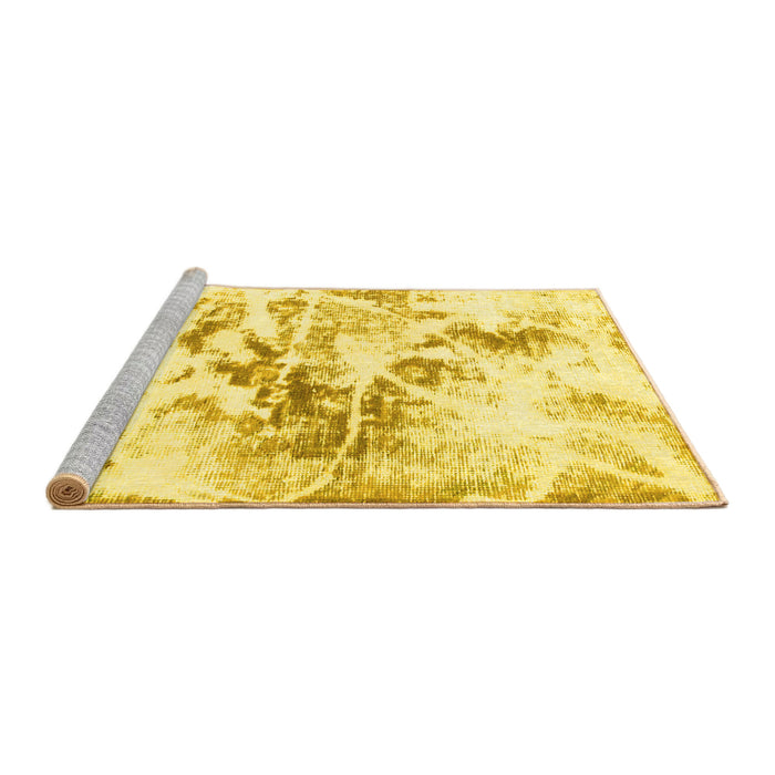 Sideview of Machine Washable Abstract Yellow Modern Rug, wshabs788yw
