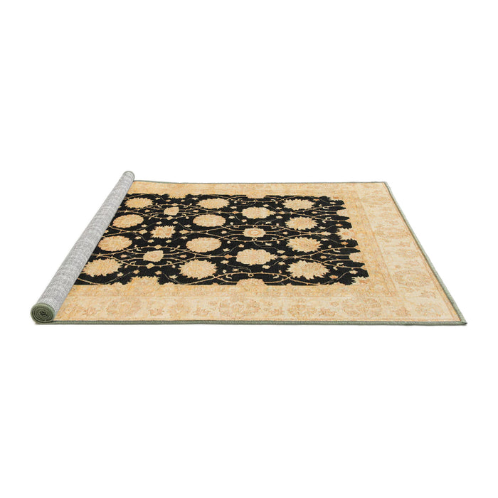 Sideview of Machine Washable Abstract Mustard Yellow Rug, wshabs789