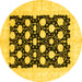 Round Oriental Yellow Traditional Rug, abs789yw