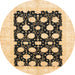 Round Abstract Mustard Yellow Oriental Rug, abs789