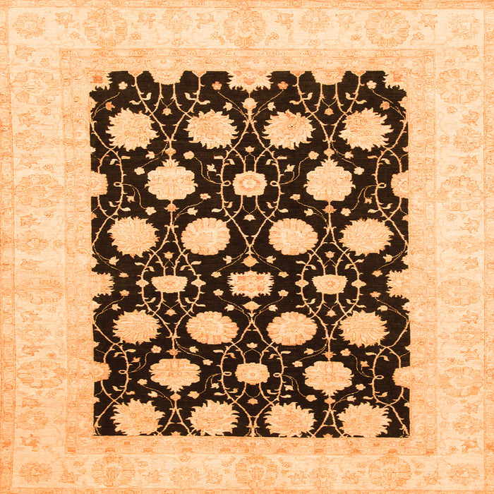 Square Oriental Orange Traditional Rug, abs789org