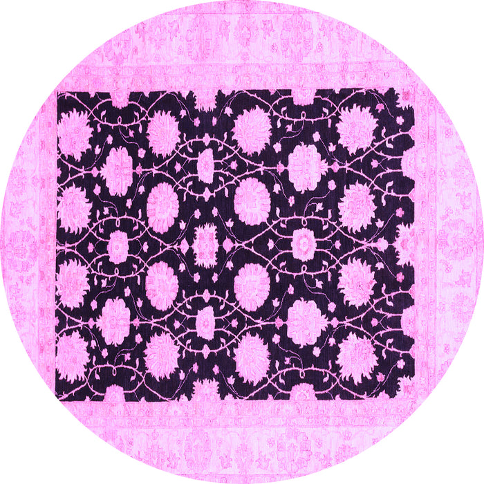 Round Oriental Purple Traditional Rug, abs789pur