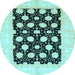 Round Oriental Light Blue Traditional Rug, abs789lblu