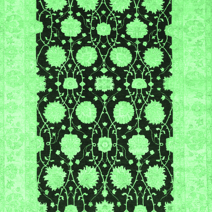Machine Washable Oriental Emerald Green Traditional Area Rugs, wshabs789emgrn