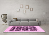 Machine Washable Oriental Pink Traditional Rug, wshabs789pnk