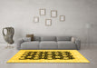 Machine Washable Oriental Yellow Traditional Rug in a Living Room, wshabs789yw