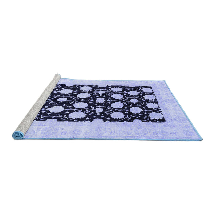 Sideview of Machine Washable Oriental Blue Traditional Rug, wshabs789blu