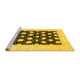 Sideview of Machine Washable Oriental Yellow Traditional Rug, wshabs789yw