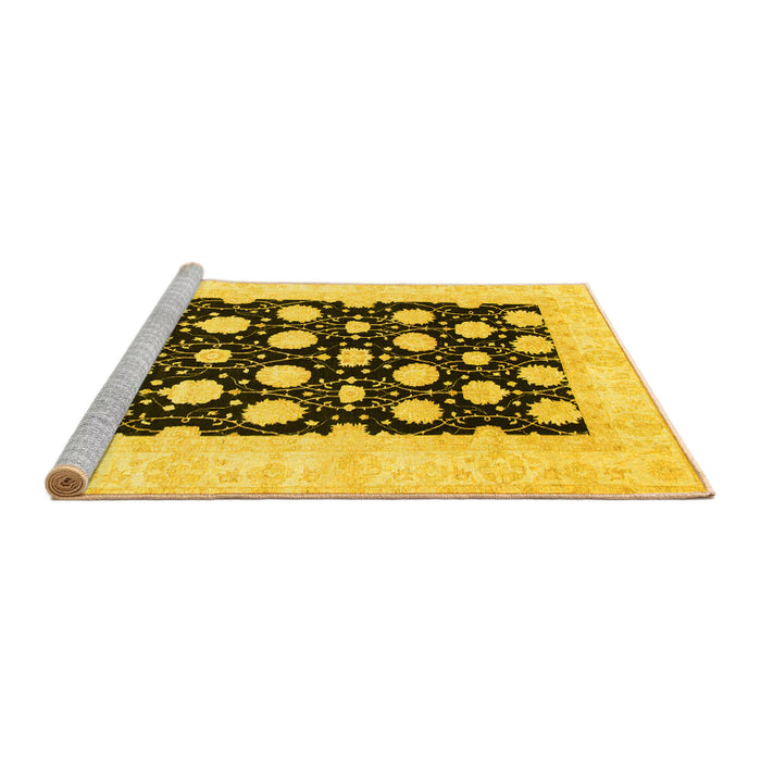 Sideview of Machine Washable Oriental Yellow Traditional Rug, wshabs789yw