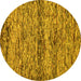 Round Machine Washable Abstract Yellow Modern Rug, wshabs78yw