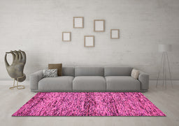 Machine Washable Abstract Pink Modern Rug in a Living Room, wshabs78pnk