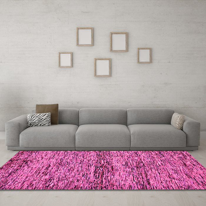 Machine Washable Abstract Pink Modern Rug in a Living Room, wshabs78pnk