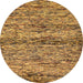 Round Machine Washable Abstract Yellow Rug, wshabs78