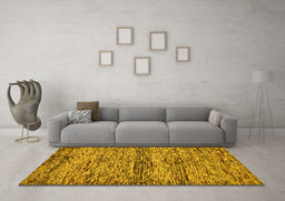 Machine Washable Abstract Yellow Modern Rug in a Living Room, wshabs78yw