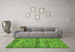 Machine Washable Abstract Green Modern Area Rugs in a Living Room,, wshabs78grn