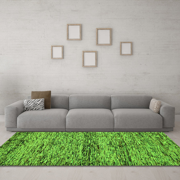 Machine Washable Abstract Green Modern Area Rugs in a Living Room,, wshabs78grn