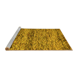 Sideview of Machine Washable Abstract Yellow Modern Rug, wshabs78yw