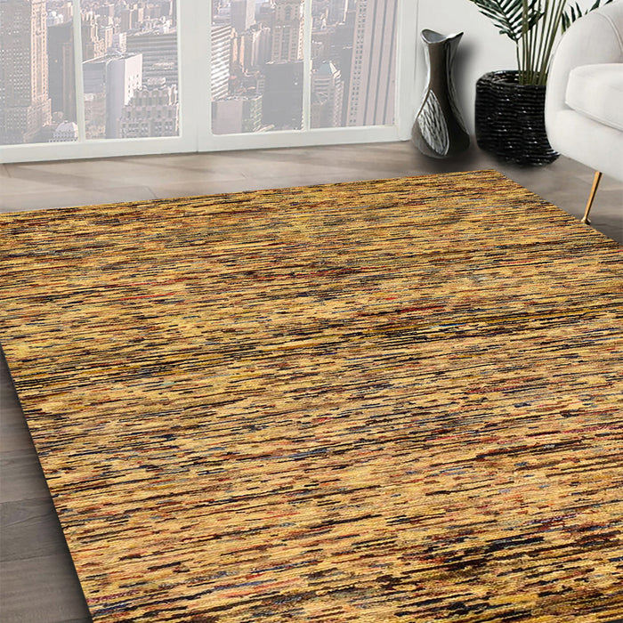 Abstract Yellow Modern Rug in Family Room, abs78
