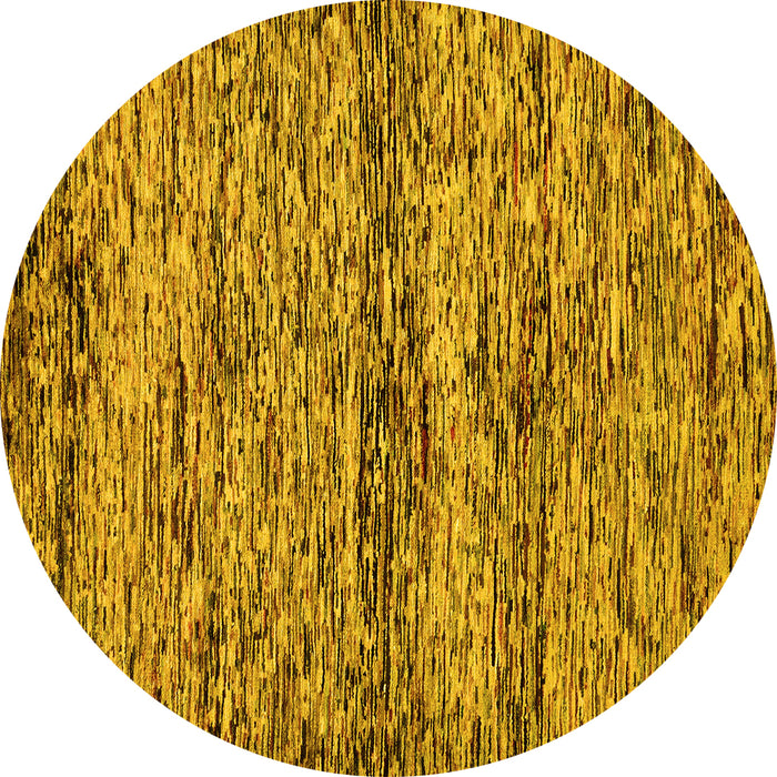 Round Abstract Yellow Modern Rug, abs78yw
