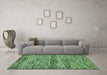 Machine Washable Abstract Turquoise Modern Area Rugs in a Living Room,, wshabs78turq