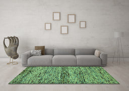 Machine Washable Abstract Turquoise Modern Area Rugs in a Living Room,, wshabs78turq