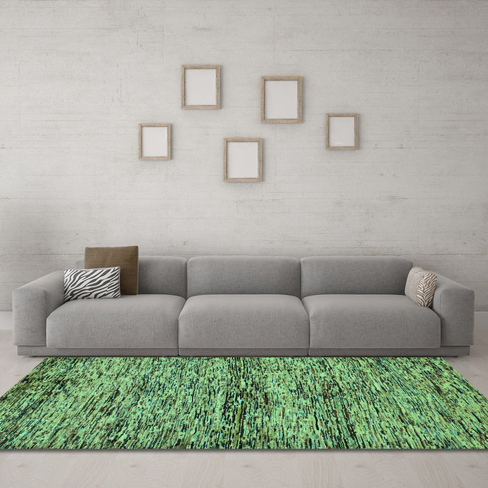 Machine Washable Abstract Turquoise Modern Area Rugs in a Living Room,, wshabs78turq