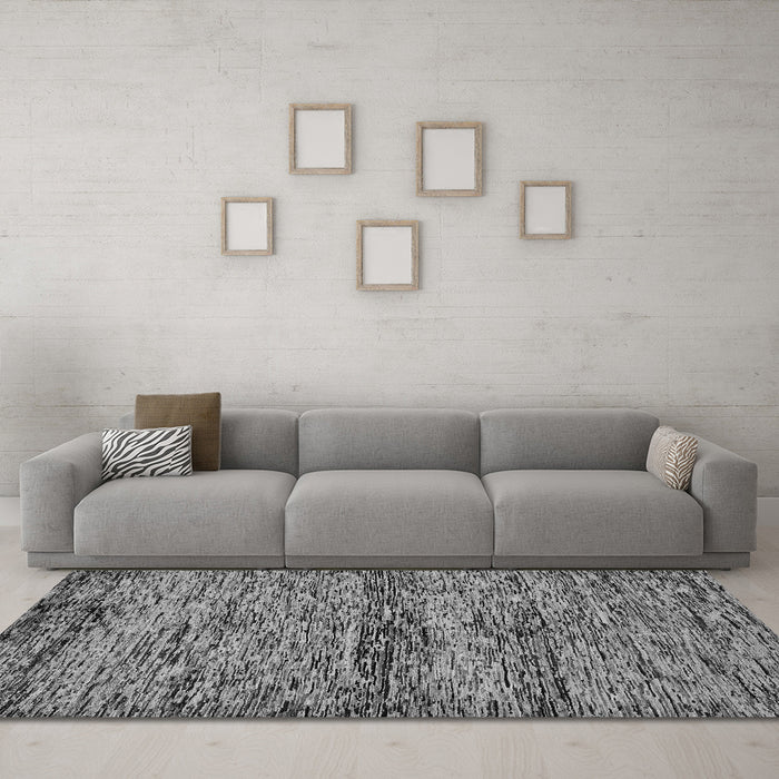 Machine Washable Abstract Gray Modern Rug in a Living Room,, wshabs78gry