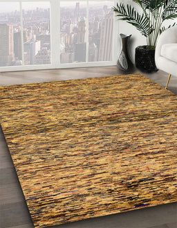Machine Washable Abstract Yellow Rug in a Family Room, wshabs78