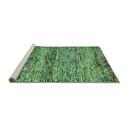 Sideview of Machine Washable Abstract Turquoise Modern Area Rugs, wshabs78turq