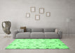 Machine Washable Oriental Emerald Green Traditional Area Rugs in a Living Room,, wshabs790emgrn