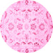 Round Oriental Pink Traditional Rug, abs790pnk