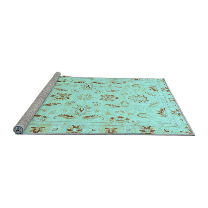 Sideview of Machine Washable Oriental Light Blue Traditional Rug, wshabs790lblu