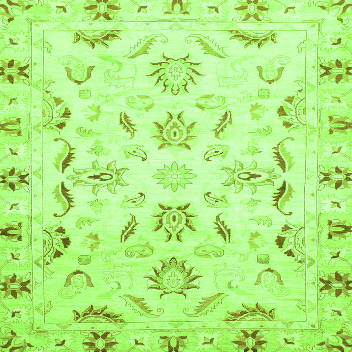 Square Machine Washable Oriental Green Traditional Area Rugs, wshabs790grn