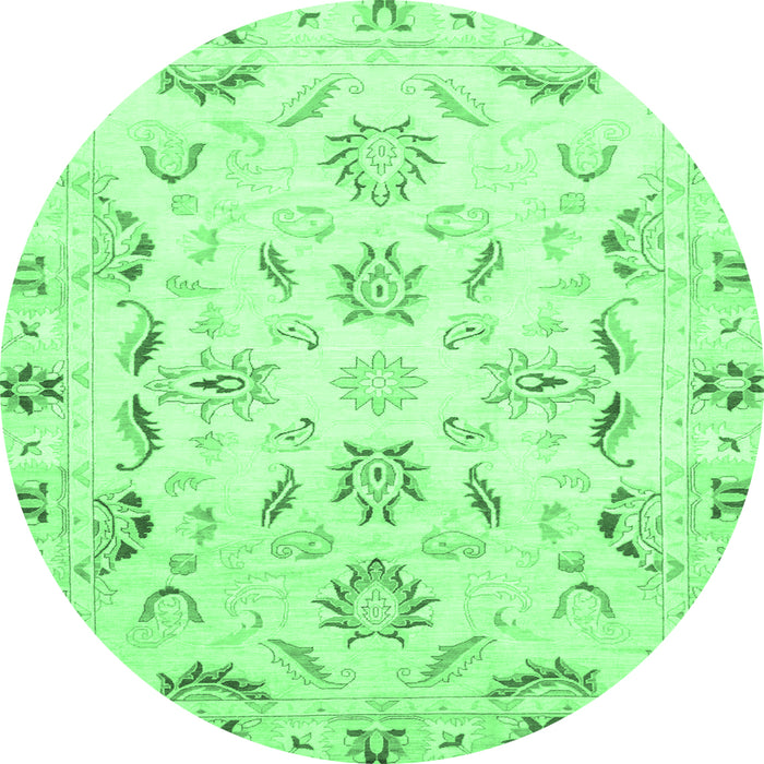 Round Oriental Emerald Green Traditional Rug, abs790emgrn