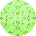 Round Oriental Green Traditional Rug, abs790grn