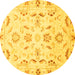 Round Oriental Yellow Traditional Rug, abs790yw