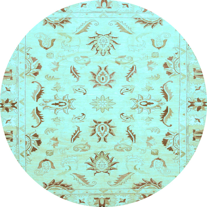 Round Oriental Light Blue Traditional Rug, abs790lblu