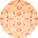 Round Oriental Orange Traditional Rug, abs790org