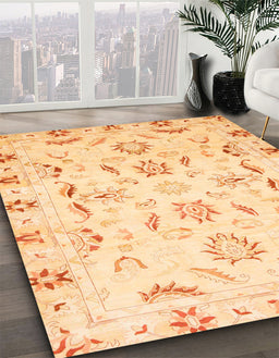 Machine Washable Abstract Orange Rug in a Family Room, wshabs790