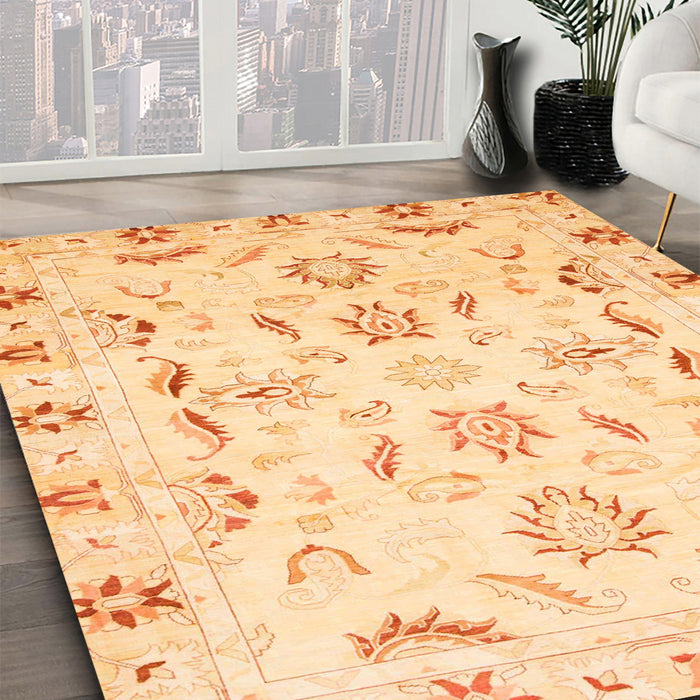 Machine Washable Abstract Orange Rug in a Family Room, wshabs790