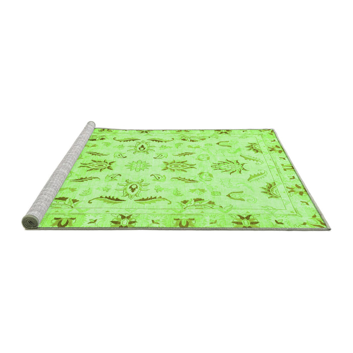 Sideview of Machine Washable Oriental Green Traditional Area Rugs, wshabs790grn