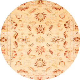 Round Machine Washable Abstract Orange Rug, wshabs790