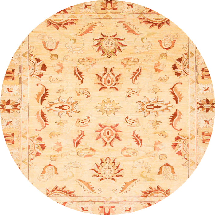 Round Machine Washable Abstract Orange Rug, wshabs790